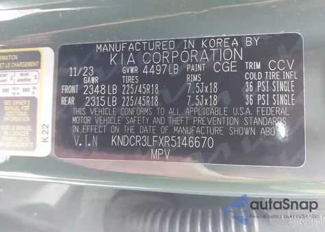 2024 Kia Niro Plug-In Hybrid Sx Touring z USA, uszkodzony, nr VIN KNDCR3LFXR5146670